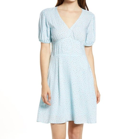 Bp Floral Deepv Minidress Daisy Puff 